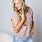 Mavie Cap Sleeve Boxy Knit Sweater - Dusty Pink
