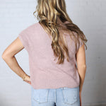 Mavie Cap Sleeve Boxy Knit Sweater - Dusty Pink