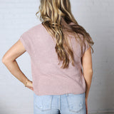 Mavie Cap Sleeve Boxy Knit Sweater - Dusty Pink