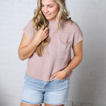 Mavie Cap Sleeve Boxy Knit Sweater - Dusty Pink