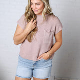 Mavie Cap Sleeve Boxy Knit Sweater - Dusty Pink