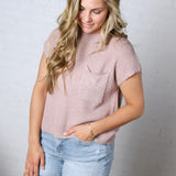 Mavie Cap Sleeve Boxy Knit Sweater - Dusty Pink