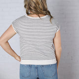 Maxine Stripe Short Sleeve Cardigan - Cream