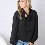Maxine Tie-Neck Blouse - Black