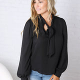 Maxine Tie-Neck Blouse - Black