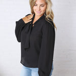 Maxine Tie-Neck Blouse - Black