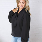 Maxine Tie-Neck Blouse - Black