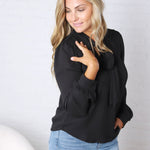 Maxine Tie-Neck Blouse - Black