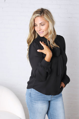 Maxine Tie-Neck Blouse - Black
