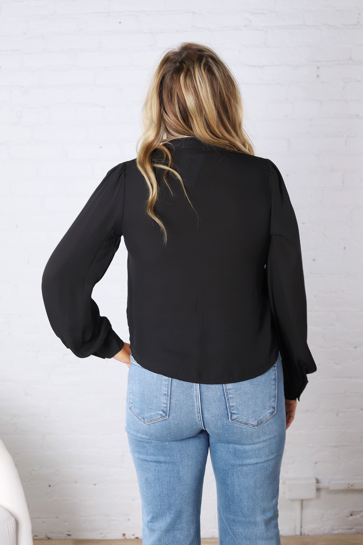 Maxine Tie-Neck Blouse - Black