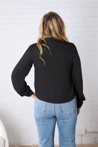 Maxine Tie-Neck Blouse - Black