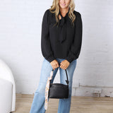 Maxine Tie-Neck Blouse - Black