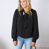 Maxine Tie-Neck Blouse - Black