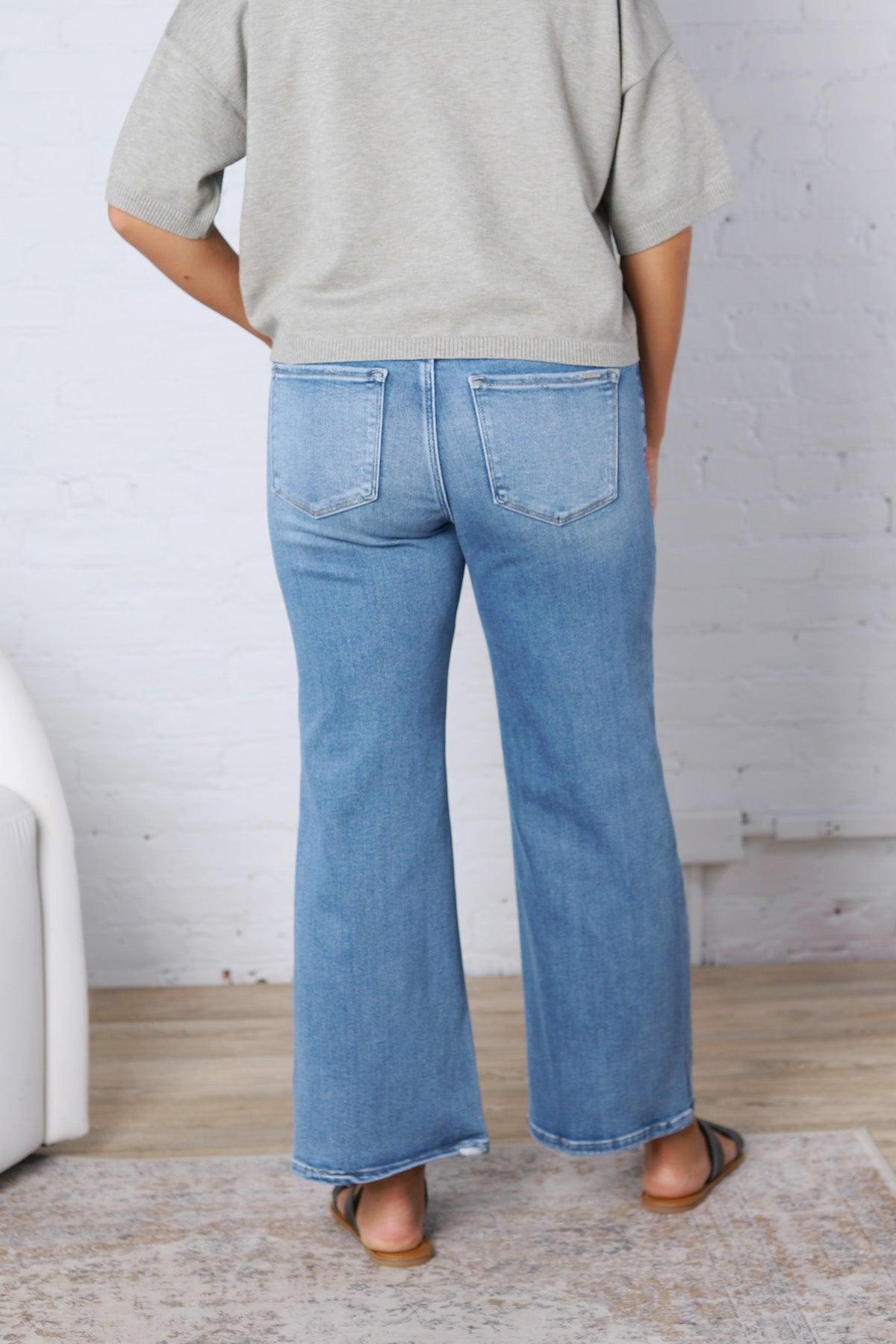 Maya Cropped Wide Jeans - Medium Wash