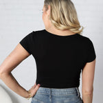 Maya Square Neck Tee - Black - FINAL SALE