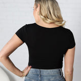 Maya Square Neck Tee - Black - FINAL SALE