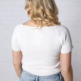 Maybelle Off White V-Neck Short Sleeve Top - FINAL SALE