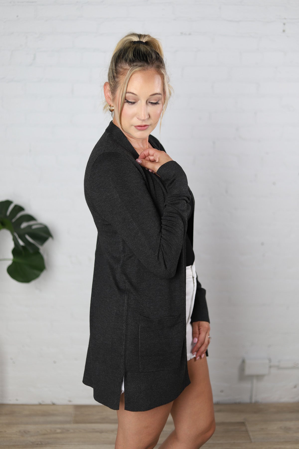 McCray Open Knit Cardigan - Charcoal