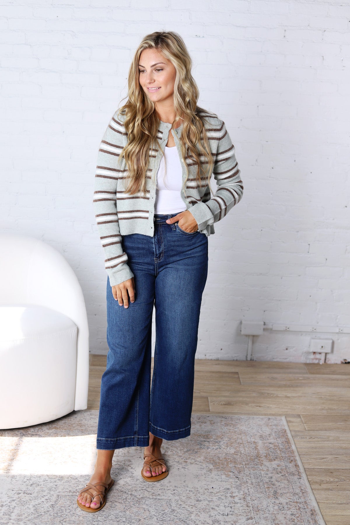 Medina Stripe Cardigan by Z Supply - Aqua Cloud