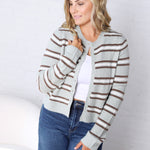 Medina Stripe Cardigan by Z Supply - Aqua Cloud