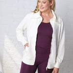 Mena Modal Poly Full Zip Jacket - Cream