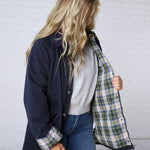 Merryn A-Line Barn Jacket w/ Contrast Plaid