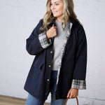 Merryn A-Line Barn Jacket w/ Contrast Plaid