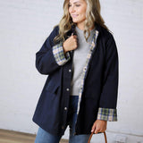 Merryn A-Line Barn Jacket w/ Contrast Plaid