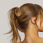 Metal Medium Open Shape Puffy Claw Clip - Gold