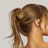 Metal Medium Open Shape Puffy Claw Clip - Gold