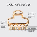 Metal Medium Open Shape Puffy Claw Clip - Gold