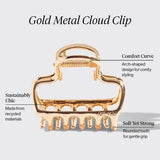 Metal Medium Open Shape Puffy Claw Clip - Gold