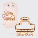 Metal Medium Open Shape Puffy Claw Clip - Gold
