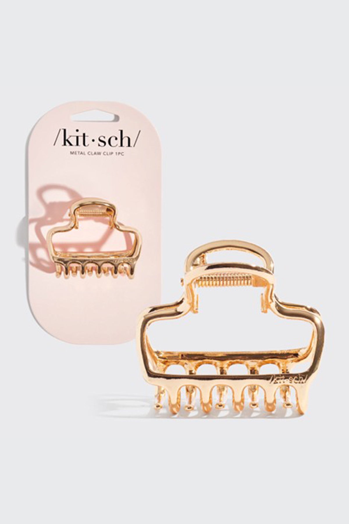 Metal Medium Open Shape Puffy Claw Clip - Gold