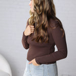 Micro Ribbed Long Sleeve Turtleneck - Espresso