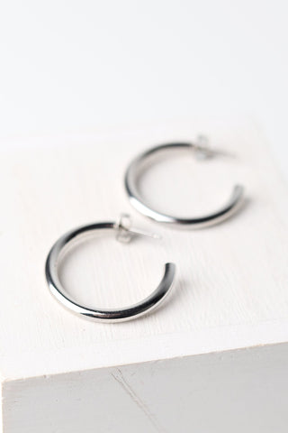 Mila 14K Gold-Dipped Medium Hoops - White Gold