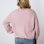 Milan Balloon Sleeve Cable Knit Sweater - Mauve