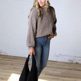 Milan Balloon Sleeve Cable Knit Sweater - Mocha