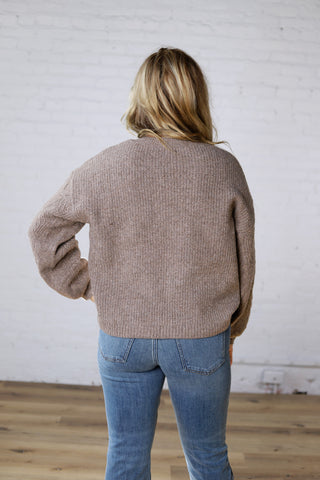 Milan Balloon Sleeve Cable Knit Sweater - Mocha