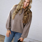 Milan Balloon Sleeve Cable Knit Sweater - Mocha