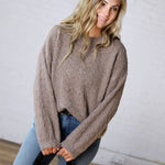 Milan Balloon Sleeve Cable Knit Sweater - Mocha
