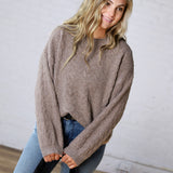 Milan Balloon Sleeve Cable Knit Sweater - Mocha