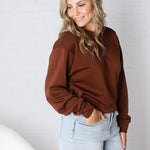 Millie Scuba Crew Neck Sweatshirt - Chestnut