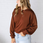 Millie Scuba Crew Neck Sweatshirt - Chestnut