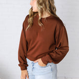 Millie Scuba Crew Neck Sweatshirt - Chestnut