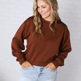 Millie Scuba Crew Neck Sweatshirt - Chestnut