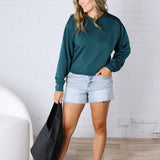 Millie Scuba Crew Neck Sweatshirt - Deep Green