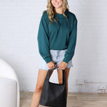 Millie Scuba Crew Neck Sweatshirt - Deep Green