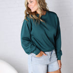 Millie Scuba Crew Neck Sweatshirt - Deep Green