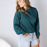 Millie Scuba Crew Neck Sweatshirt - Deep Green